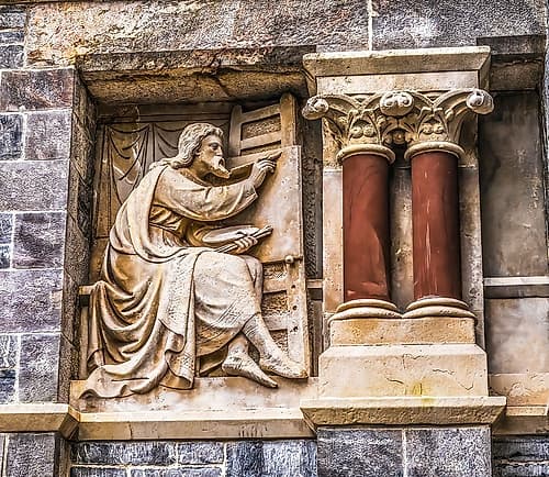 Facade of Guildhall Building, Plymouth, Devon, England. Destroyed by bombs WW2. Restored 1959. Art Print